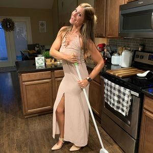 Strappy Wayf Pink Mauve Maxi Dress with slit